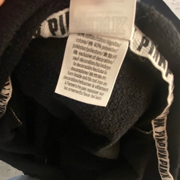 PINK BLACK ZIP FRONT CROPPED HOODIE SIZE SMALL - Picture 3 of 6